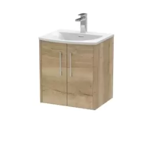 Image of Hudson Reed Juno 500mm Wall Hung 2 Door Vanity & Curved Basin - Autumn Oak