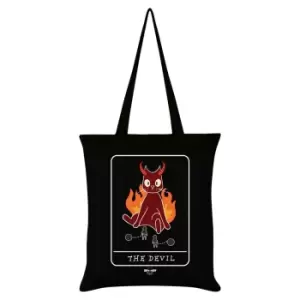Image of Spooky Cat The Devil Tarot Tote Bag (One Size) (Black/Burgundy/White)