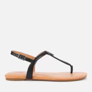Image of UGG Womens Madeena Leather Toe Post Sandals - Black - UK 3