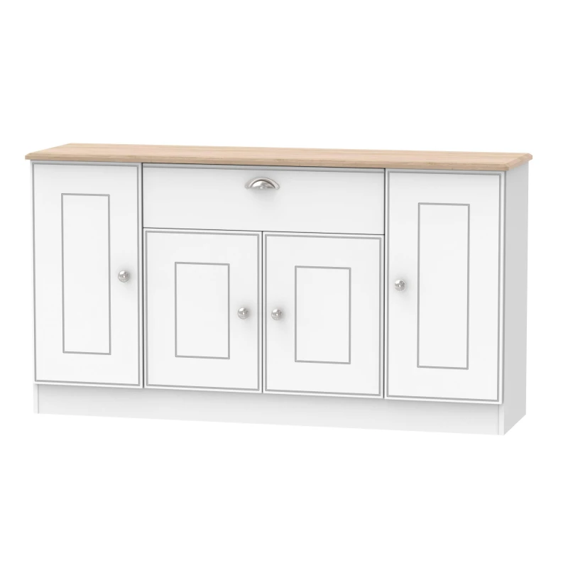 Image of Albert 4 Door 1 Drawer Wide Unit In White Ash & Oak (Ready Assembled)