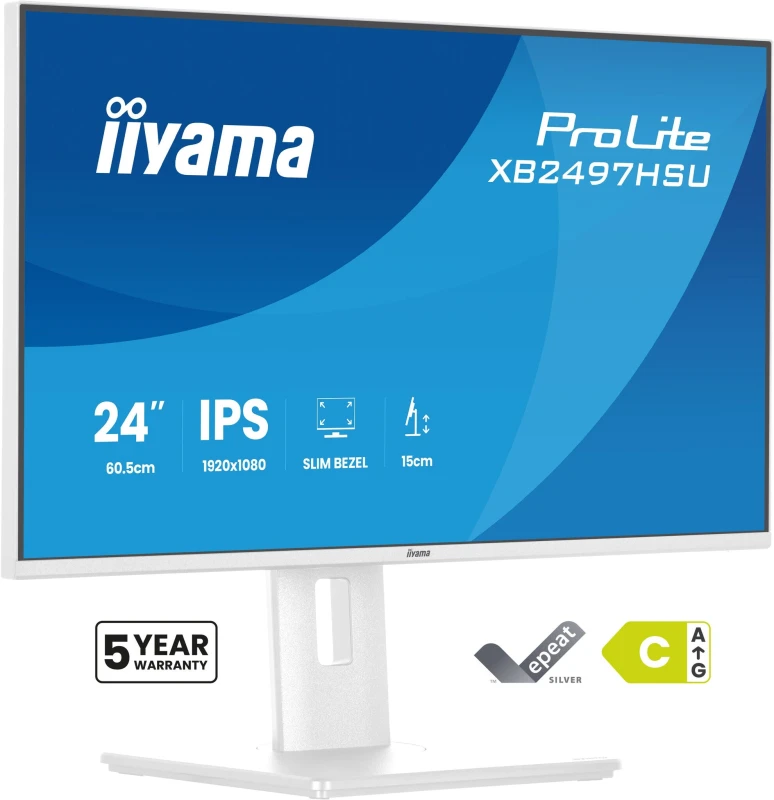 Image of iiyama iiyama ProLite XB2497HSU-W1 computer monitor 60.5cm (23.8") 1920 x 1080 pixels Full HD LED White XB2497HSU-W1
