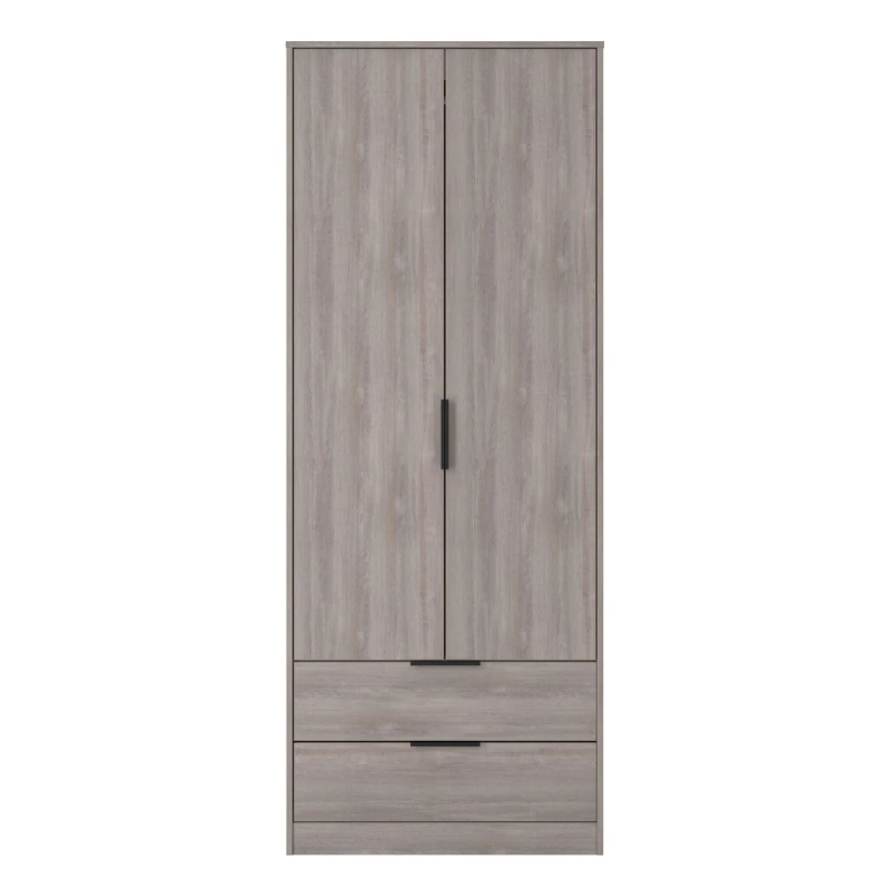 Image of Havana Ready Assembled 2 Door 2 Drawer Wardrobe in Grey Oak - Welcome Furniture TJ Hughes 5056812212112