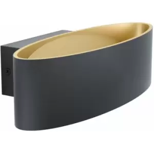 Image of Loops - Wall Light Colour Black Gold Shade Oval Transparent Plastic LED 10W Included