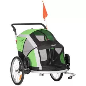 Image of PawHut Dog Bike Trailer 2-in-1 Pet Stroller for Large Dogs - Green