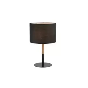 Image of Vretsia Table Lamp E14 Max 40W Iron, Wood, Fabric Matterial Black Class On/Off Switch