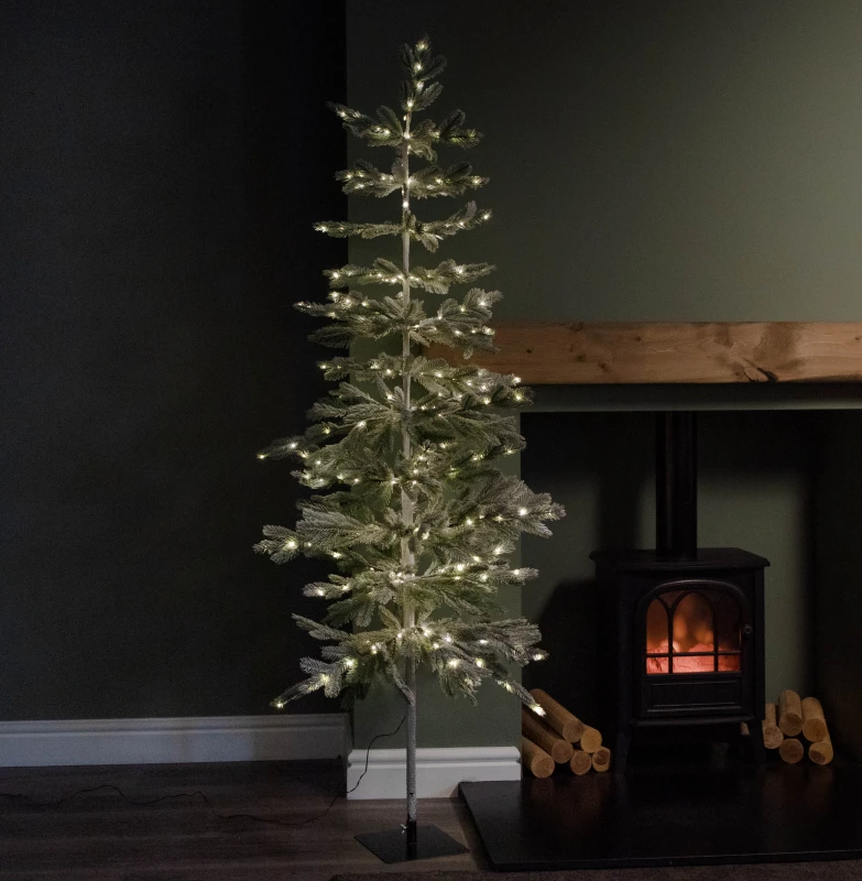 Image of 6ft (1.8m) Light up Christmas Pine Needle Tree with 300 Warm White LEDs and Metal Stand
