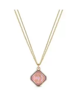 Image of Jon Richard Dusky Pink Cushion Pendant, Gold, Women