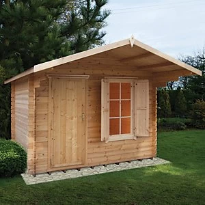 Image of Shire Hopton Security Log Cabin with Shuttered Window 10 x 12 ft