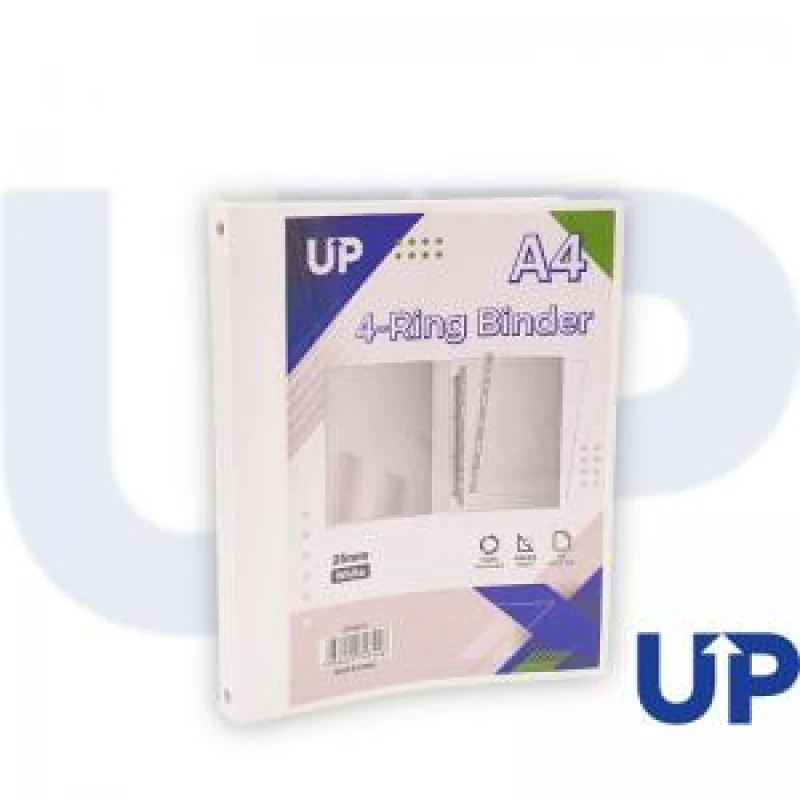 Image of UP A4 Presentation Binder 4 Ring 25mm - White (10)