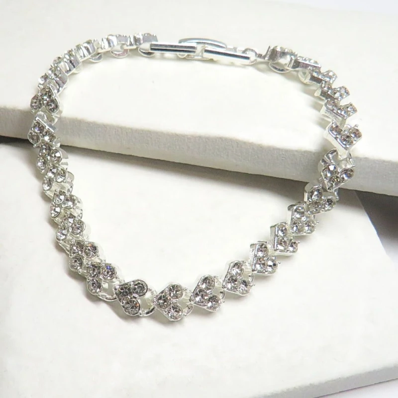 Image of Aye Do Gifts Diamante Heart Tennis Bracelet Ideal Birthday or Christmas Gift
