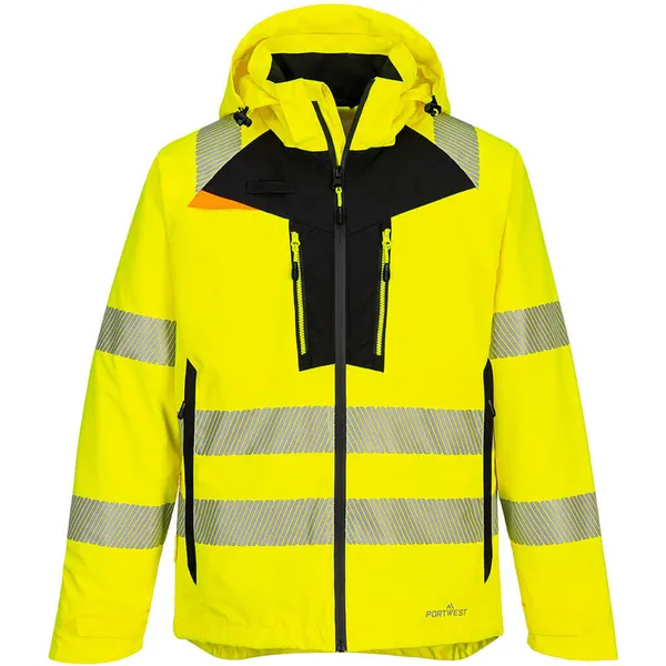 Image of Portwest DX4 Hi Vis Rain Jacket DX462YERM Colour: Yellow