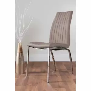 Image of Furniture Box 2 x Isco Modern Chrome Metal Faux Leather Deep Foam Padded Contemporary Dining Chairs Cappuccino Grey