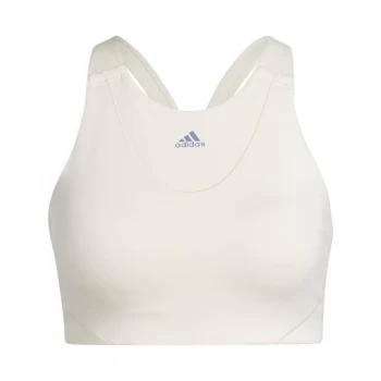 Image of adidas Medium-Support High-Neck Yoga Bra Womens - Wonder White