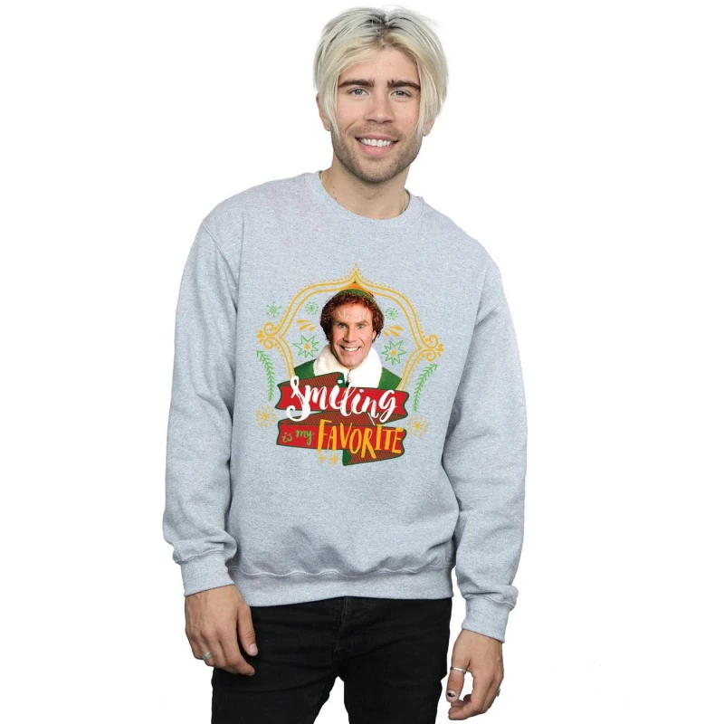 Image of Elf Elf Men Buddy Smiling Sweatshirt in Grey Size: Small Grey S Male 5057736063187