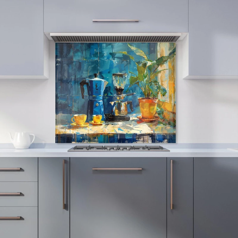 Image of Warren Reed - Designer Morning Coffee: A Painterly View Kitchen Splashback Size: 600mm x 750mm Multicolor Unisex 600mm x 750mm