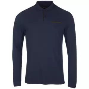 Image of Barbour Mens Essential Long Sleeve Pocket Polo Shirt Navy Small