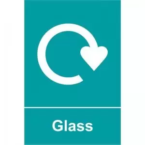 Image of Glass Recycling&rsquo; Sign; Rigid 1mm PVC Board 200mm x 300mm