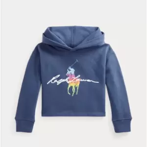 Image of Polo Ralph Lauren Girls Box Hooded Sweatshirt - Light Navy - 7 Years