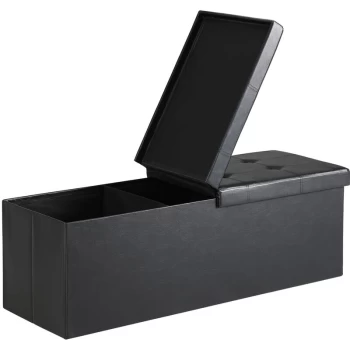 Image of Ottoman Storage Bench Foldable Faux Leather Chest Toy Shoe Box Hallway Bedroom XL - Schwarz (de)