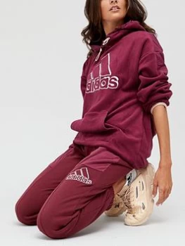 Image of adidas Brand Love Polarfleece Hoodie - Dark Red, Dark Red Size M Women