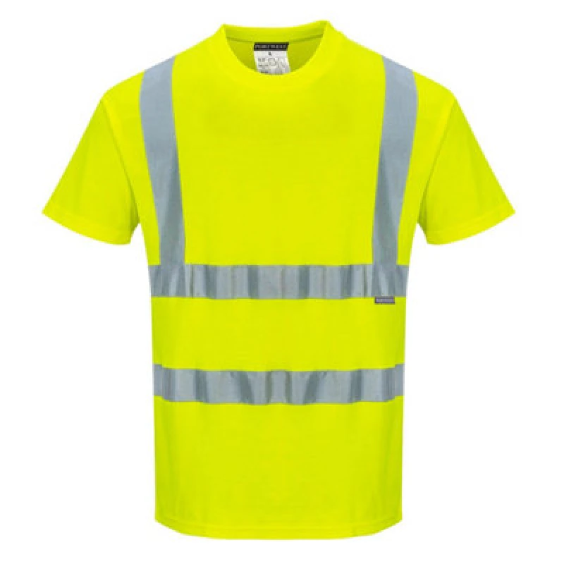 Image of Portwest Hi Vis Cotton Comfort Short Sleeve T Shirt S170YER5XL Colour: Yellow