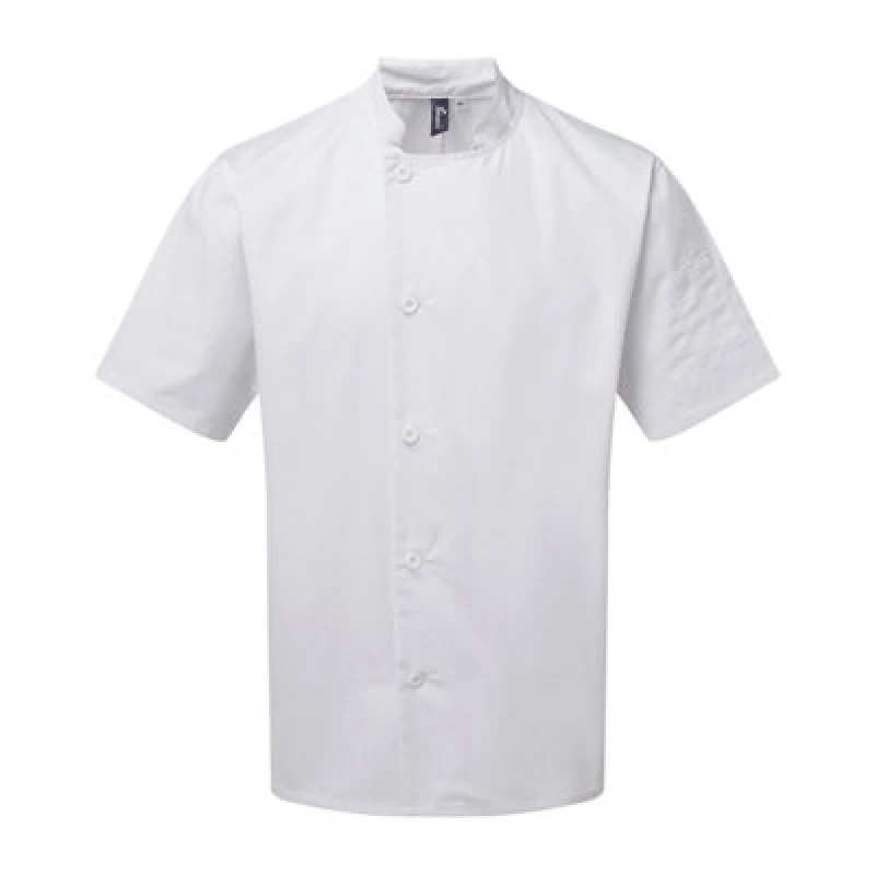 Image of Premier Premier Men Essential Short-Sleeved Chef Jacket in White Size: X-Small White XS Male 5063470040858