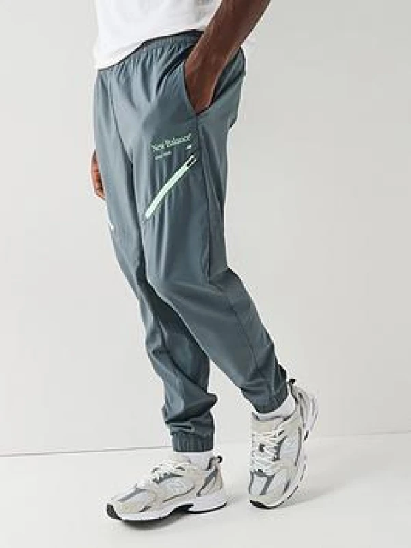 Image of New Balance Mens Closed Hem Woven Joggers - Grey Male XL