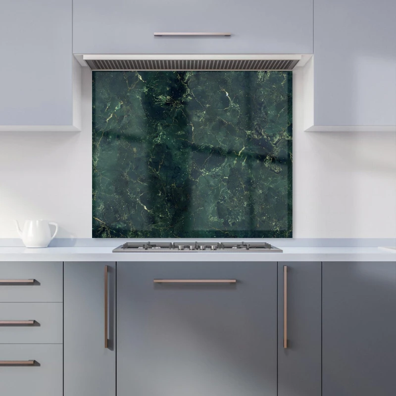 Image of Warren Reed - Designer Deep Green Quartz Effect Kitchen Splashback Size: 700mm x 650mm Green Unisex 700mm x 650mm