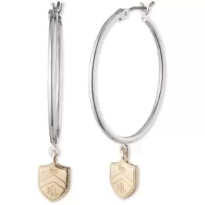 Image of Ladies Lauren Ralph Lauren Base metal PE 30MM CREST HOOP-SLV/GOLD