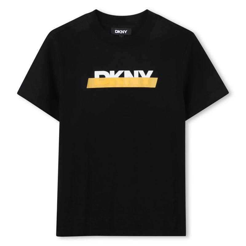 Image of DKNY Kids Logo Short-Sleeve Regular Fit T-Shirt Black male 6Y