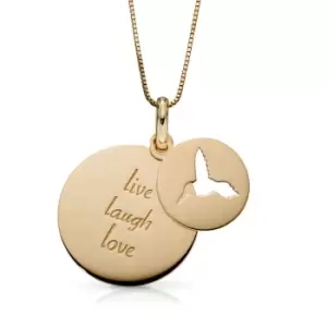Image of JG Signature 9ct Gold 'Live Laugh Love' Humming Bird Two Disc Necklace