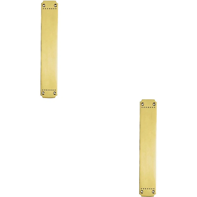 Image of Loops 2x Ornate Door Figner Plate with Dot Pattern 370 x 64mm Brass Push Plate Metallics unisex