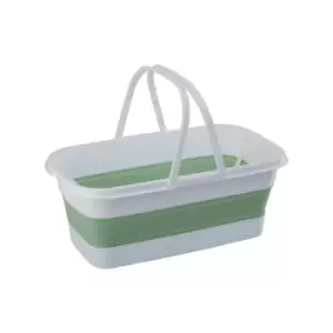Image of Interiors by PH Collapsible Green White Rectangular Basket