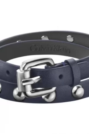 Image of Mens Calvin Klein Stainless Steel Medium Adventurous Leather Bracelet Size M KJ5NLB79040M