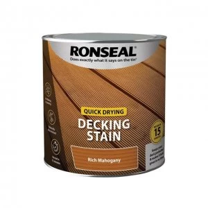 Image of Ronseal Quick Drying Decking Stain Rich Mahogany 2.5 litre