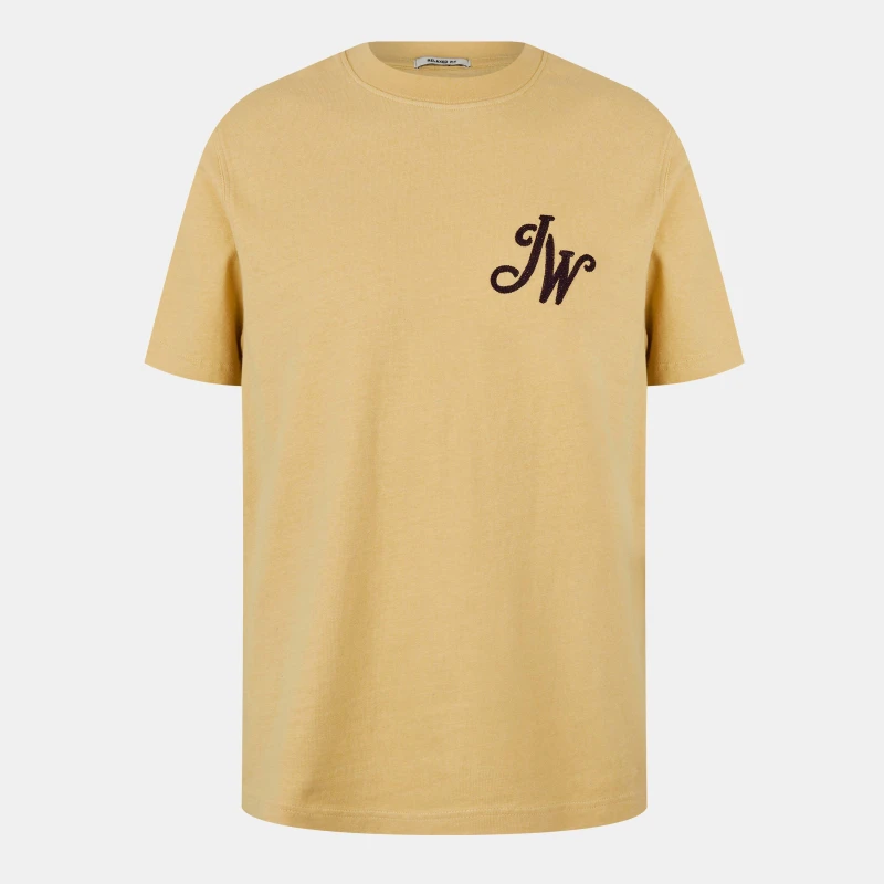 Image of Jack Wills Mens JW Script Initial Regular Fit T-Shirt Muted Yellow male S