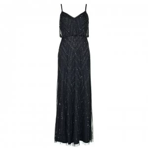 Image of Adrianna Papell Adrianna Papell Beaded Maxi Dress - Navy/Gunmetal