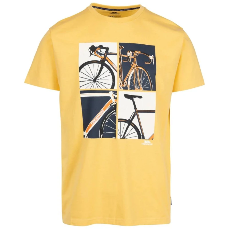Image of Trespass Trespass Men Chowder Bicycle T-Shirt in Yellow Size: large Yellow L Male 5063527731548