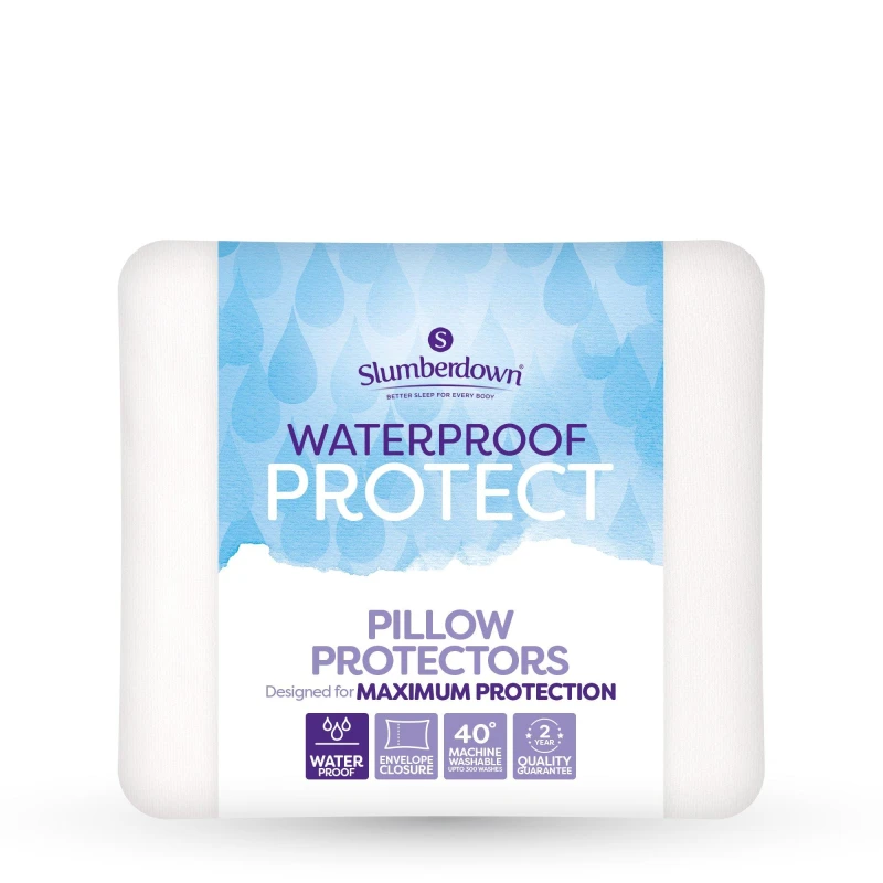 Image of Slumberdown Waterproof Protect Pillow Protector White unisex 4 Pack