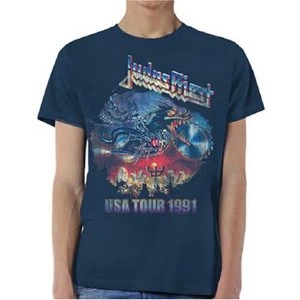 Image of Judas Priest - Painkiller US Tour 91 Unisex Small T-Shirt - Blue