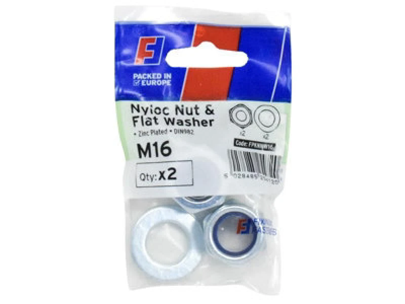Image of Forgefix Fpknnw16 Nyloc Nut & Washer M16 Forgepack 2 Forfpknnw16