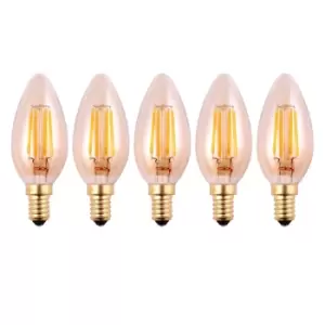 Image of 4.5 Watts E14 LED Bulb Amber Candle Warm White Dimmable, Pack of 5