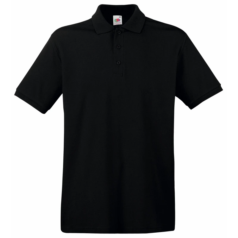Image of Fruit Of The Loom Fruit of the Loom Men Premium Short Sleeve Polo Shirt in Black Size: Small Black S Male 5055747695601