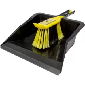 Image of Charles Bentley - Heavy Duty Bulldozer Dustpan Set - Black, Yellow