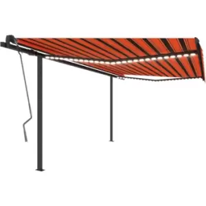 Image of Vidaxl - Manual Retractable Awning with LED 4x3 m Orange and Brown Multicolour