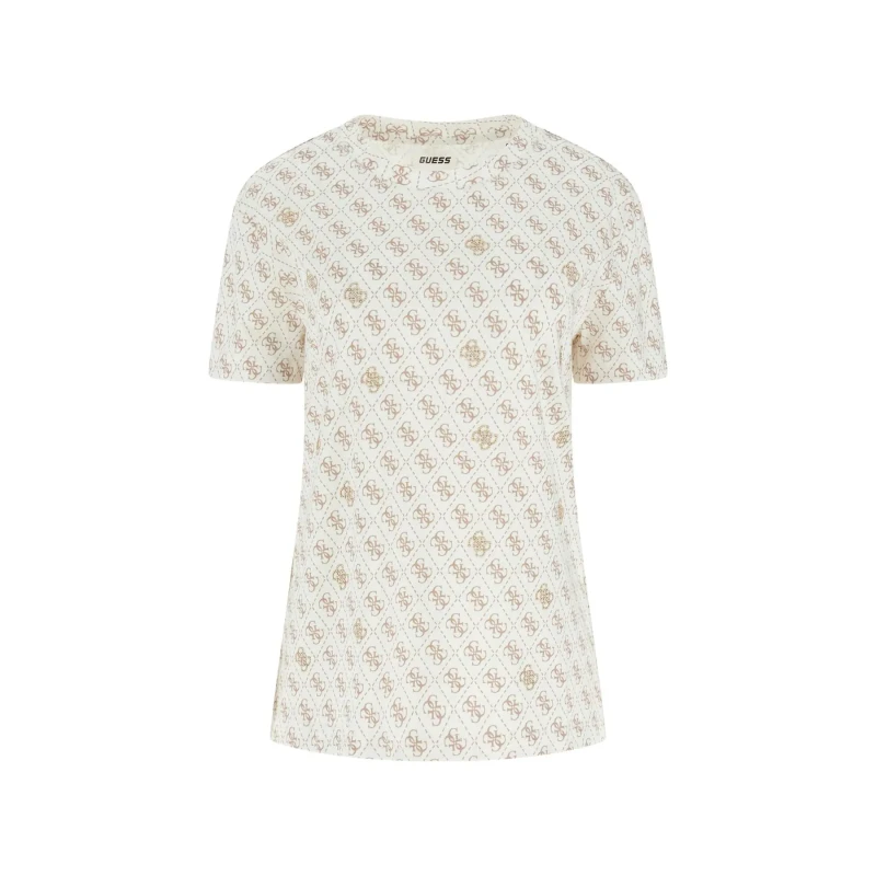 Image of Guess Womens T-Shirt Guess 4G Rhombus Studs Beige Female M