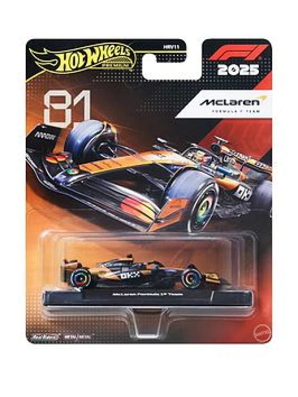 Image of Hot Wheels Formel 1 McLaren Oscar Piastri #81 Premium Die-Cast-Rennauto im Maßstab 1:64 Sammelspielzeug mit Real Riders-Reifen sowie Metall/Metall-K
