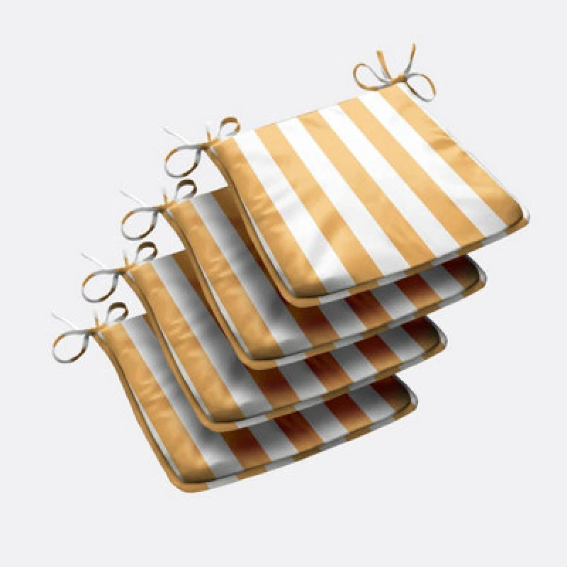 Image of Luxury Living Wide Striped Outdoor Tapezoid Shape Seat Pad in Yellow Size: 4 Pack Yellow Unisex 4 Pack