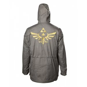 Image of Nintendo Legend of Zelda Mens Golden Hyrule Royal Crest X-Large Parka Jacket with Hood - Military Green