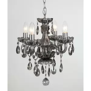 Image of Impex Rodeo Smoke Crystal 4 Arm Chandelier